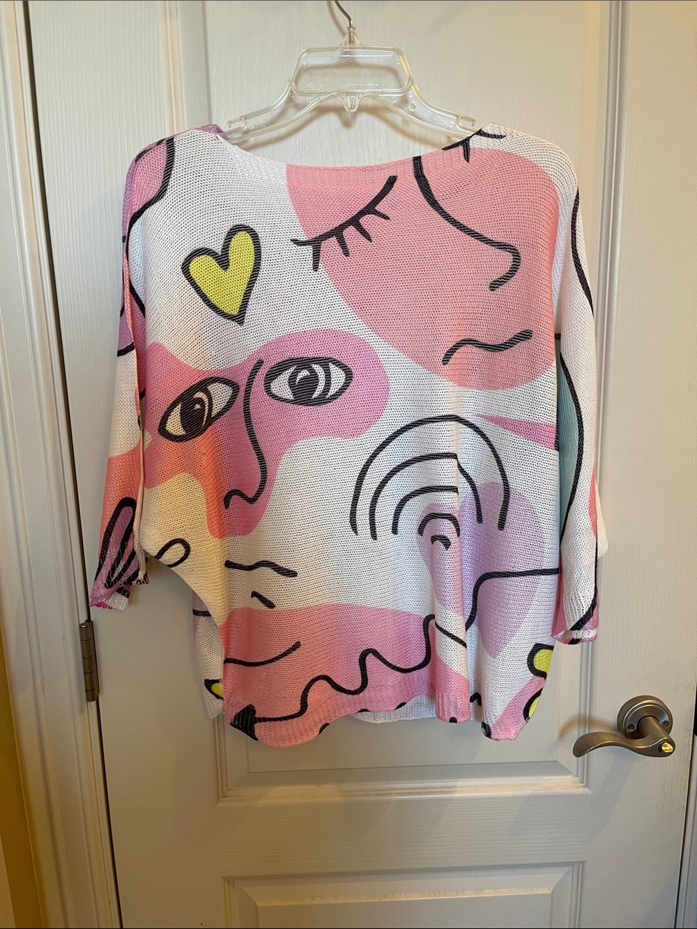Women’s Abstract Print Pink Oversized Top